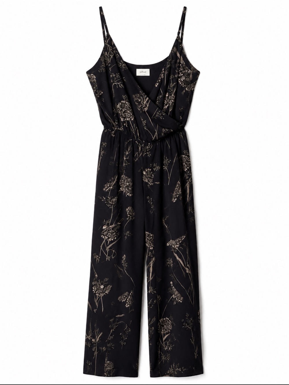 Wilfred Black Floral Romper with Thin Straps